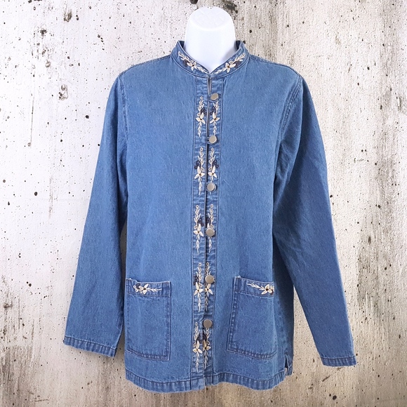 chinese collar denim jacket